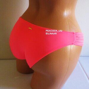 Victoria's Secret Swim Knockout Bikini Bottom Size XS Ruched Sides Neon Hot Pink